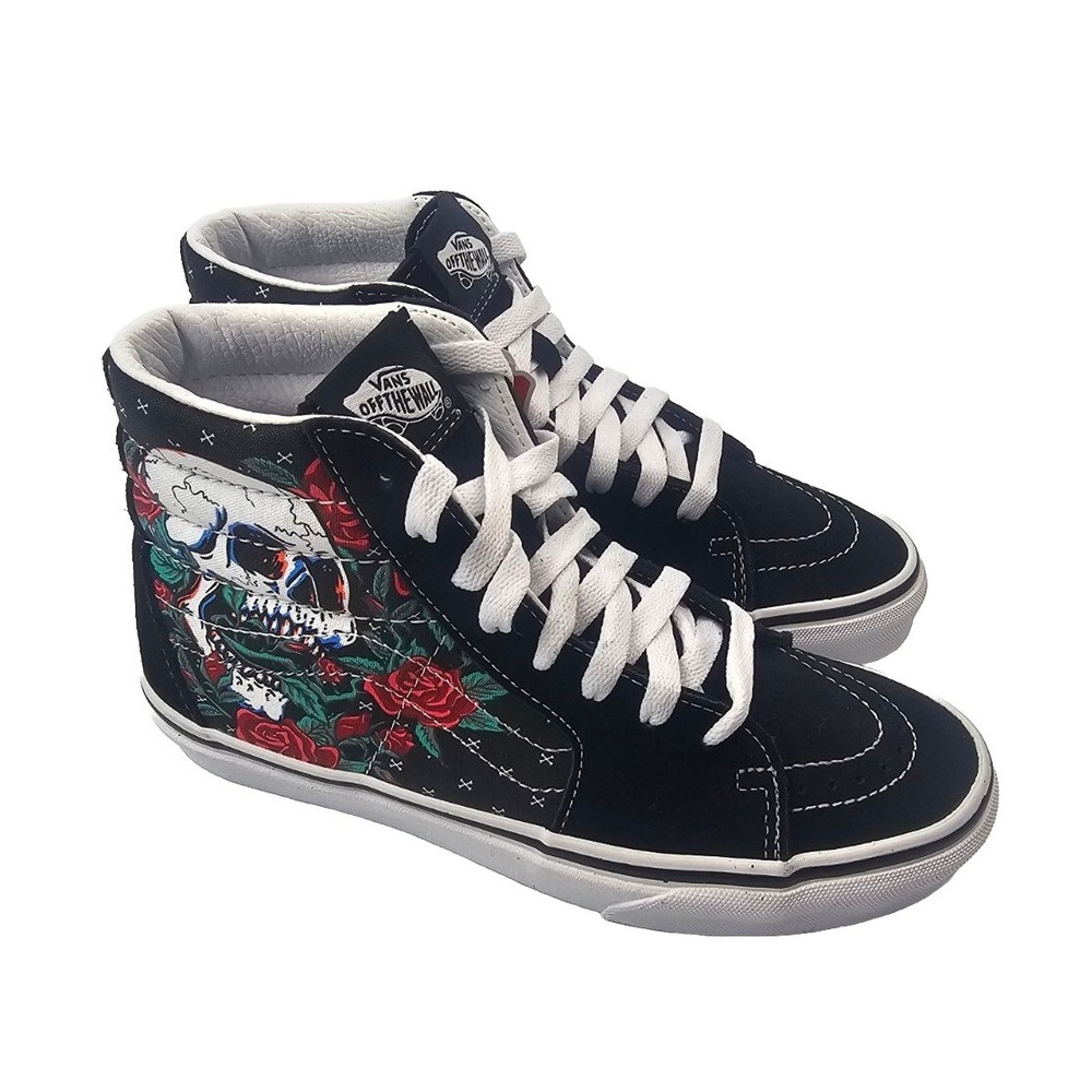 Vans Rose Skulls Classic SK8-Hi Casual Shoe Men's Size 5 US Women's 6.5 US